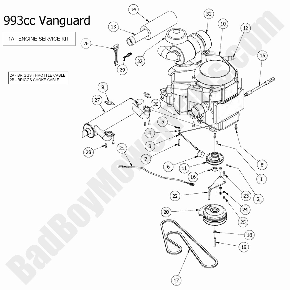 1656 - Bad Boy Mower Parts Lookup > 2017 > Outlaw XP > Engine - Vanguard 993